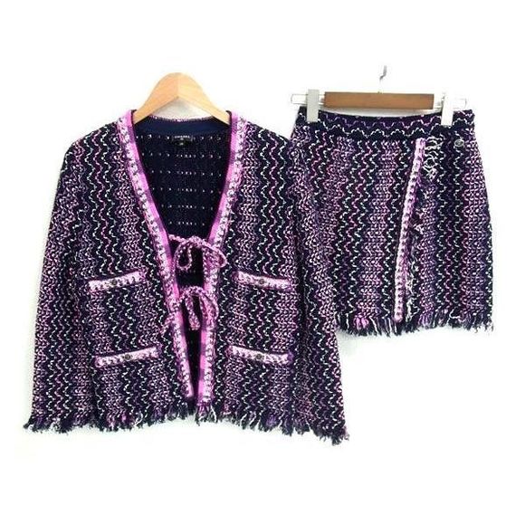Chanel Sweaters - Chanel 21P P70494 Coco Mark Tweed Setup Cardigan Skirt 38 Clothing